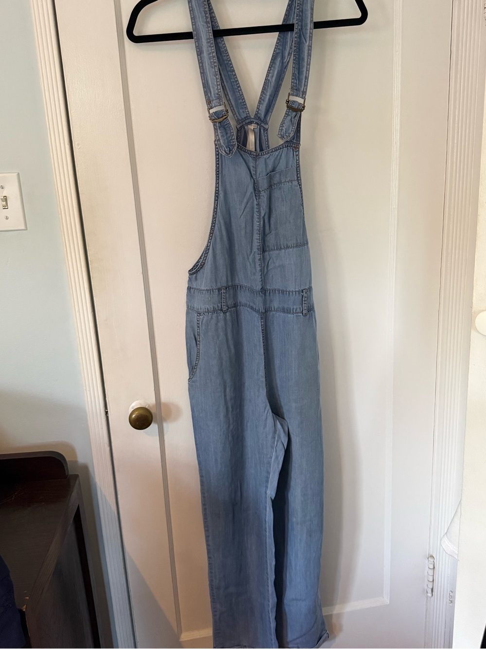 Overalls Light Blue Adjustable Buckle Shoulder Straps Long Pants Sz S Pockets